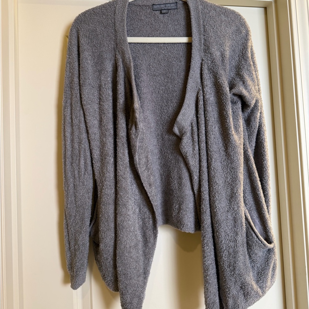 Barefoot Dreams Bamboo Chic Lite Cardigan Style 433 Gray Pockets Size M